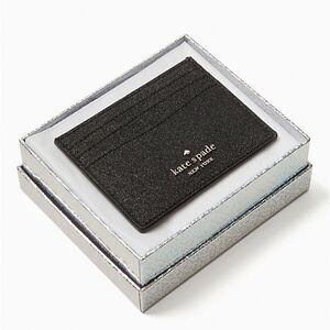 NEW Kate Spade glitter black small slim card holder boxed